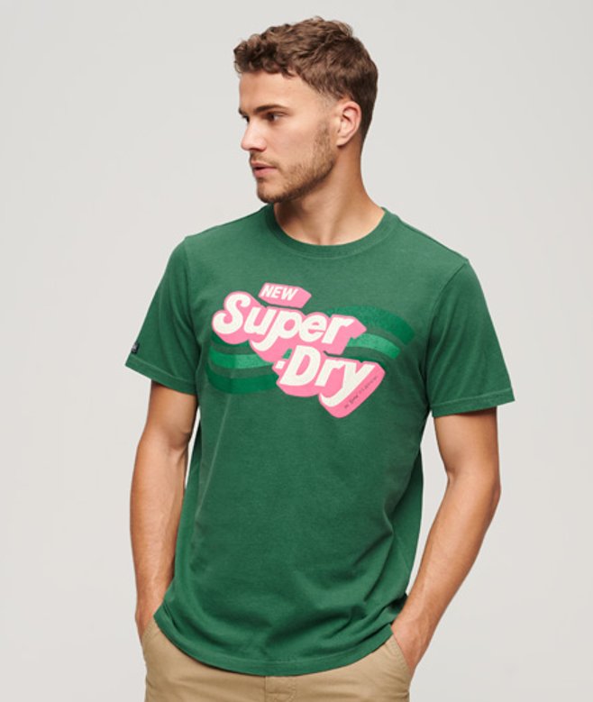 Cooper Retro 70s T-shirt met Logo Groen Grootte: M afbeelding