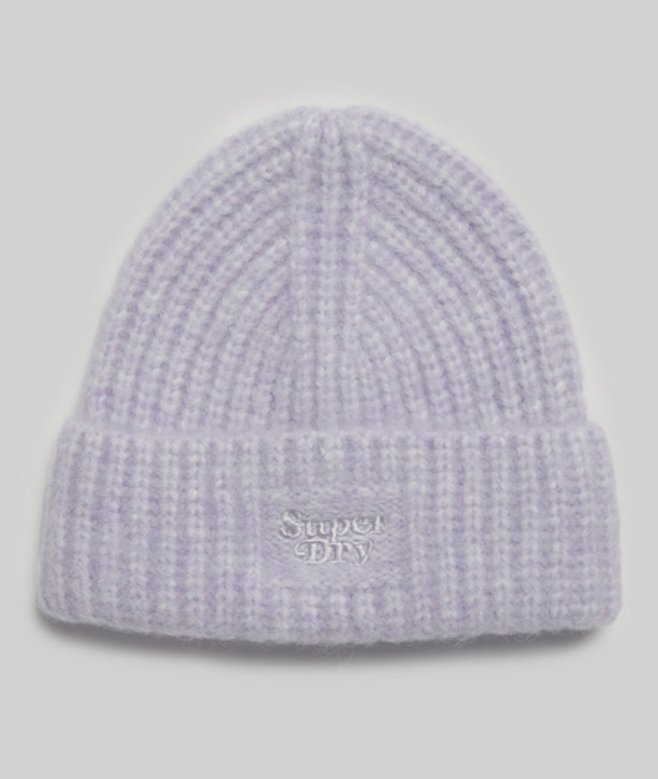 Ribgebreide Beanie Paars Grootte: 1SIZE afbeelding