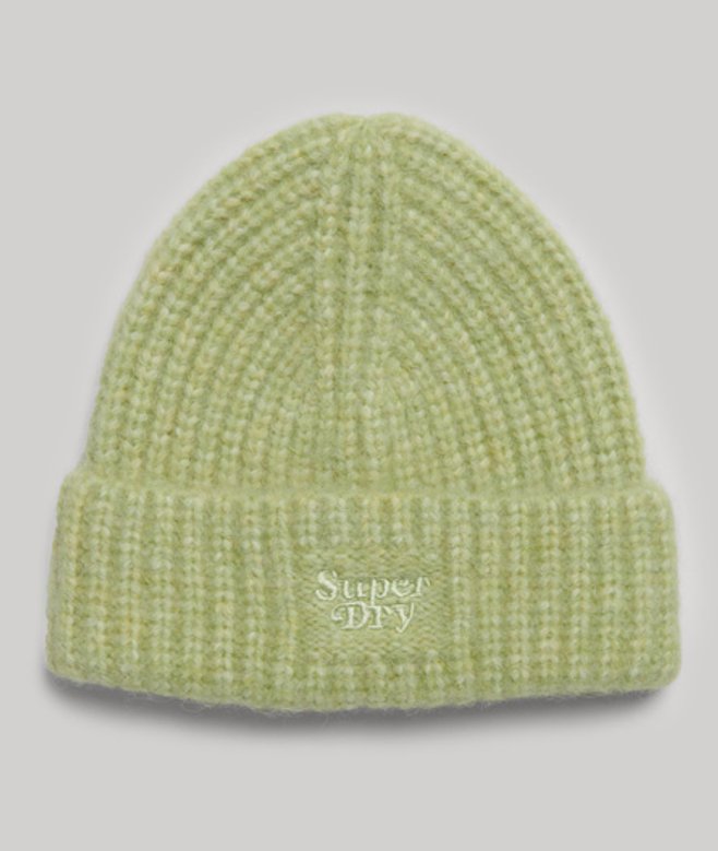 Superdry Women's Rib Knit Beanie Hat Green / Mellow Green
