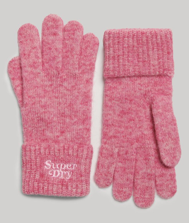 Superdry Geribde Gebreide Handschoenen Roze