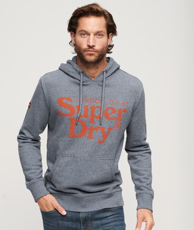 Superdry Klassieke Venue Hoodie met Logo Blauw