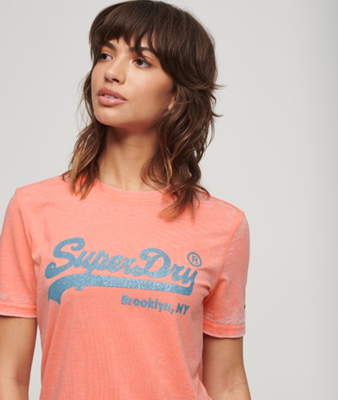 Vintage T-shirt met Logo en Versiering