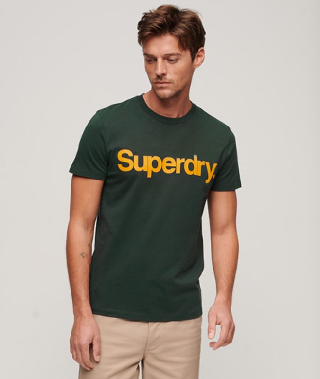 Klassiek T-shirt met Core-logo Groen Grootte: L afbeelding