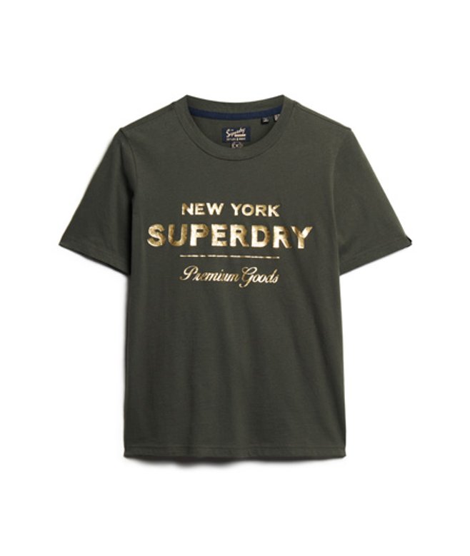 Superdry Women's Luxe Metallic Logo T-Shirt Dark Grey / Vintage Black
