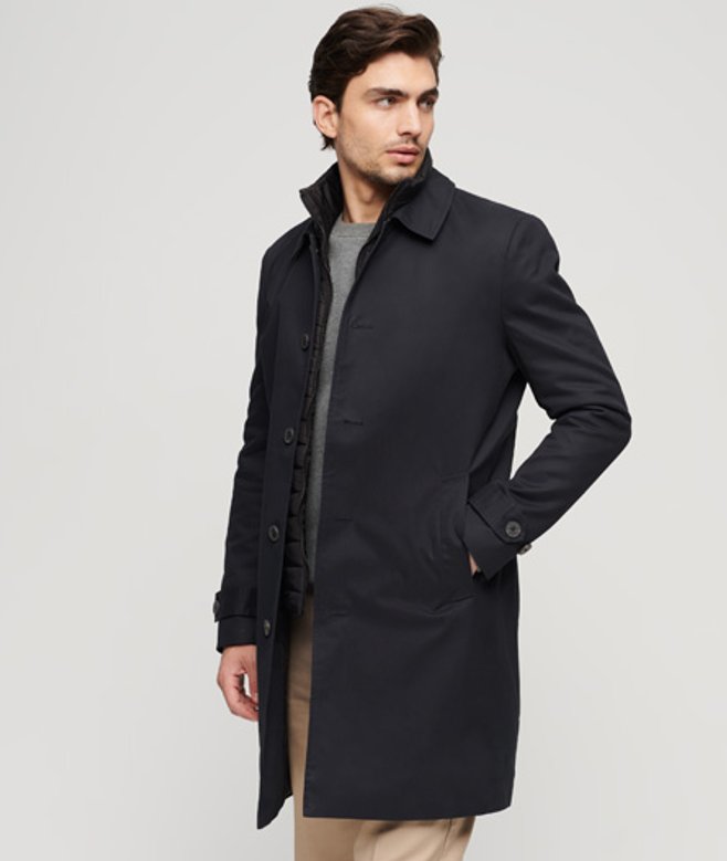 2-in-1 Halflange Katoenen jas Blauw Grootte: L afbeelding