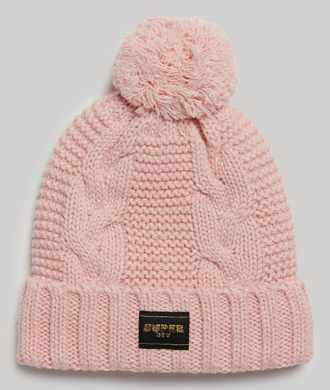 Kabelgebreide Beanie Roze Grootte: 1SIZE afbeelding
