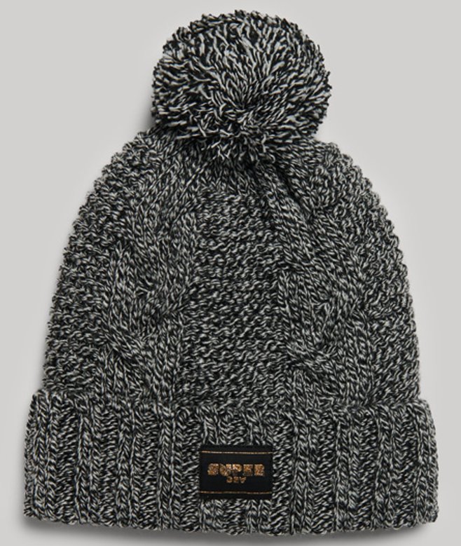 Kabelgebreide Beanie Zwart Grootte: 1SIZE afbeelding