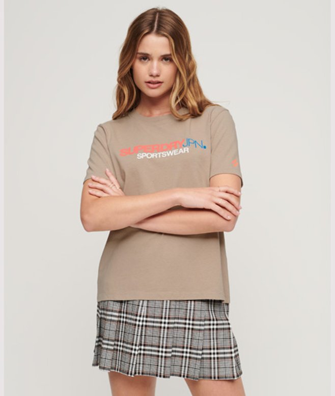 Superdry Women's Sportswear Logo Relaxed T-shirt Light Grey / Warm Grey