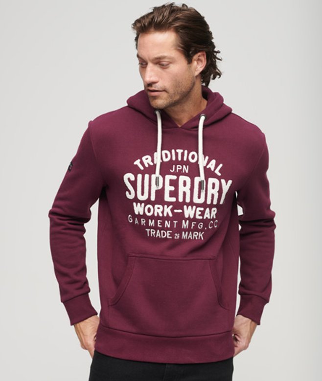 Superdry Athletic Hoodie met Geschreven Opdruk Paars