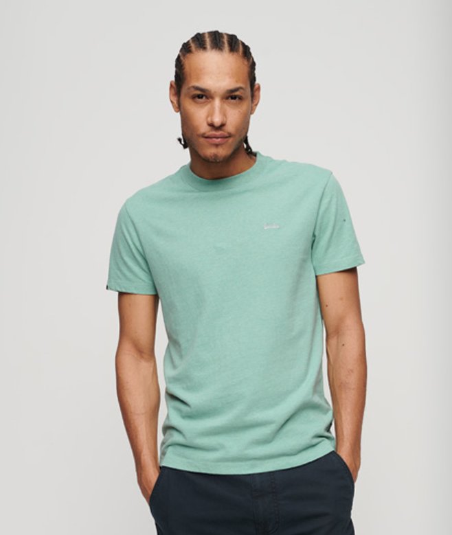Superdry Men's Organic Cotton Essential Small Logo T-shirt Turquoise / Sage Marl