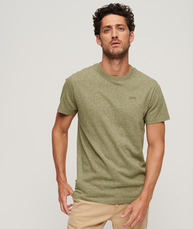 Superdry Men's Organic Cotton Essential Small Logo T-shirt Green / Hushed Olive Grit