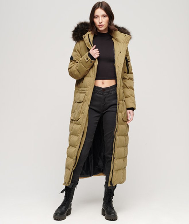 Lange Parka met Capuchon met Imitatiebont
