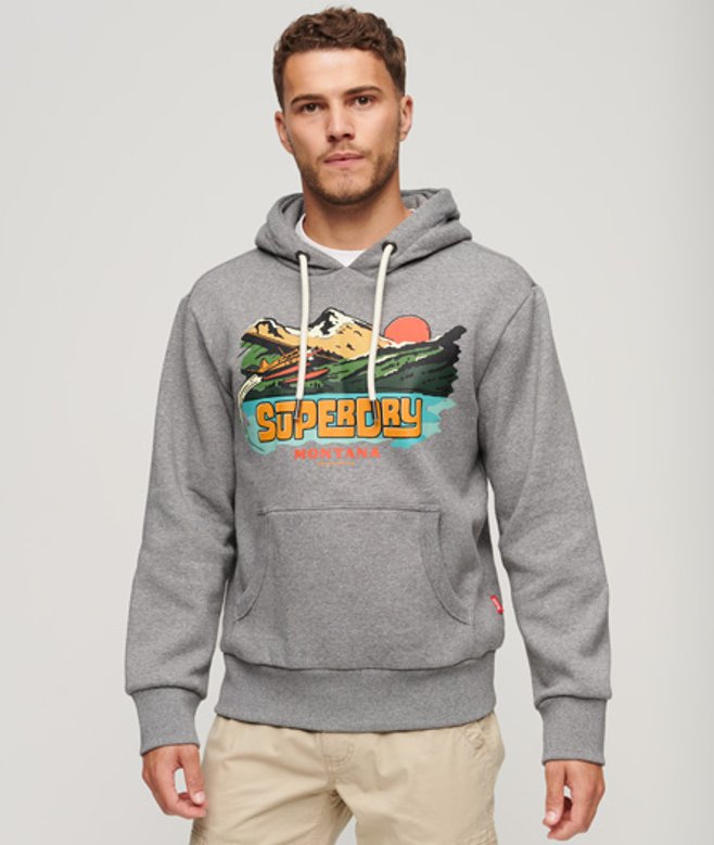 Travel Postcard Hoodie met Print Grijs Grootte: L afbeelding
