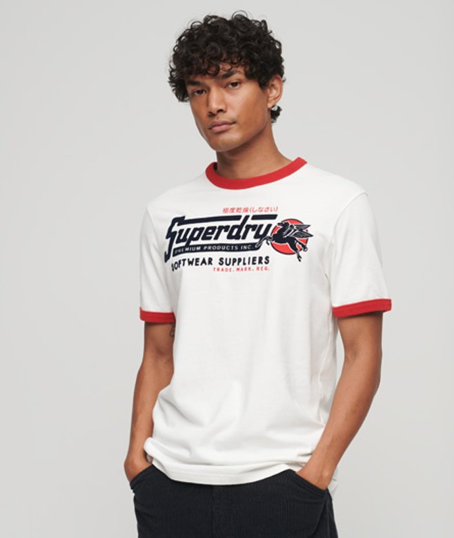 Core Logo American Classic T-shirt met Contrasterende Biezen Wit Grootte: L afbeelding