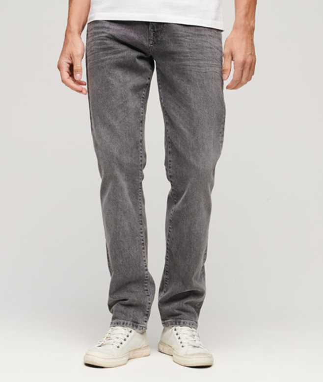 Superdry Vintage Slimfit Jeans van Biologisch Katoen met Rechte Pijpen Grijs