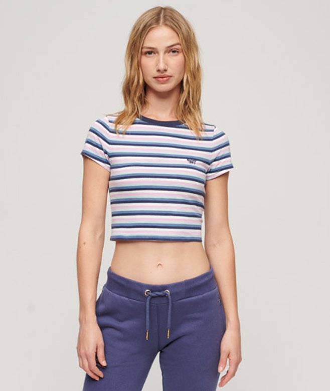 Kort Vintage T-shirt met Strepen
