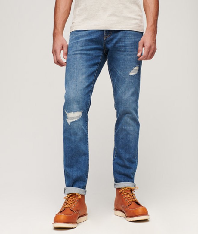 Superdry Vintage Slimfit Jeans van Biologisch Katoen Lichtblauw