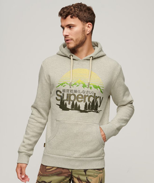 Superdry Great Outdoors Hoodie met Logo Lichtgrijs