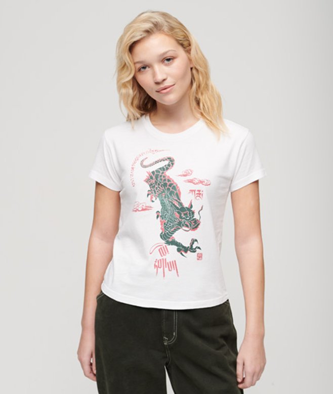 Komodo x Superdry Kailash Dragon T-shirt Wit Grootte: 40 afbeelding