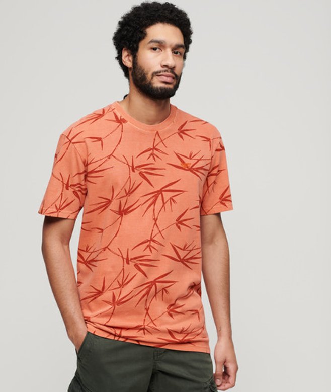 Vintage Overdye T-shirt met Print Oranje Grootte: XL afbeelding