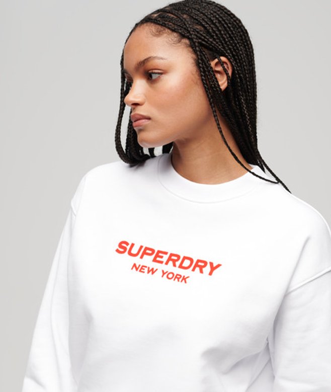 Superdry Sport Luxe Sweatshirt met Ronde Hals Wit