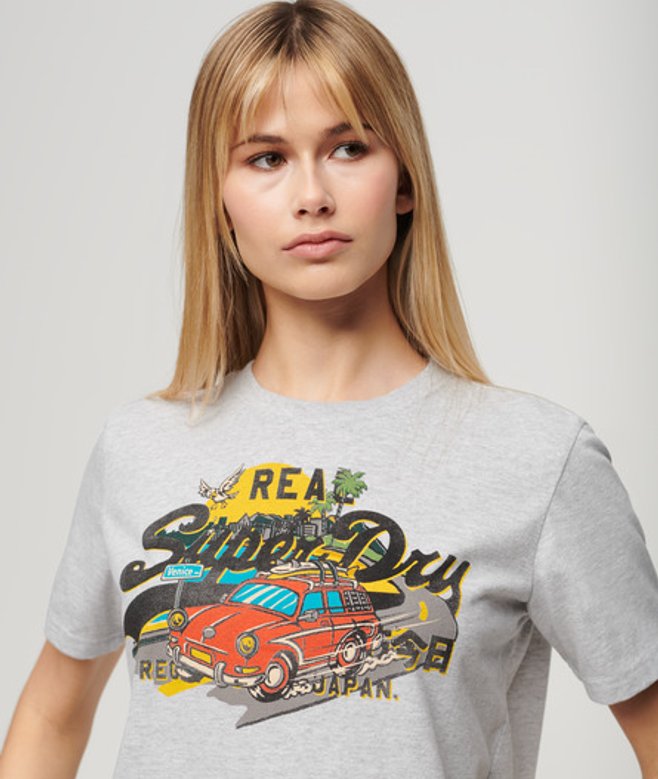 Relaxed T-shirt met LA Print Grijs Grootte: 34 afbeelding