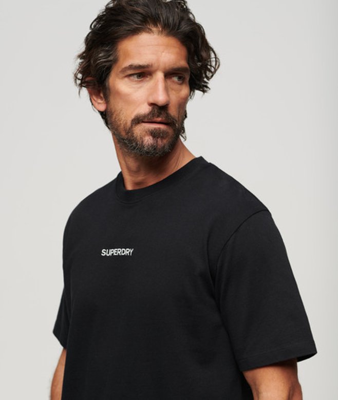 Micro Logo Graphic T-shirt met Losse Pasvorm Zwart Grootte: M afbeelding