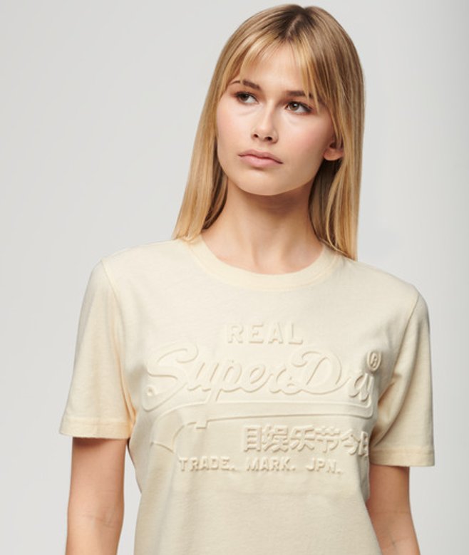 T-shirt met Reliëfopdruk en Relaxte Pasvorm Crème Grootte: 44 afbeelding