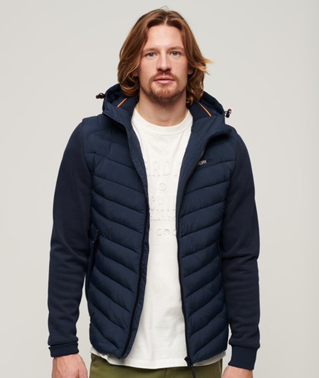 Gewatteerde Hybride Storm jas met Capuchon Blauw Grootte: M afbeelding