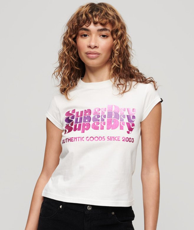 T shirt à logo scintillant femme Superdry Retro - vue 9