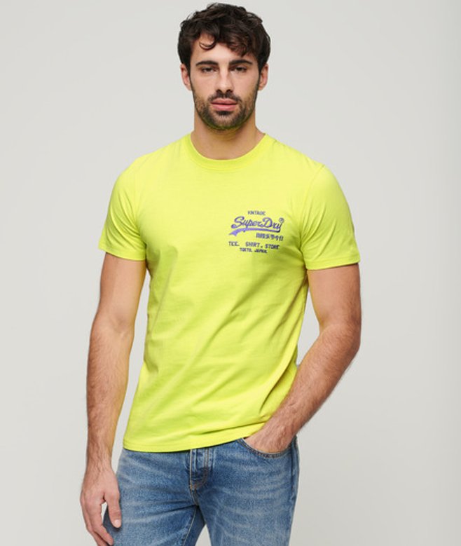 Neon Vintage Logo T-shirt Geel Grootte: L afbeelding