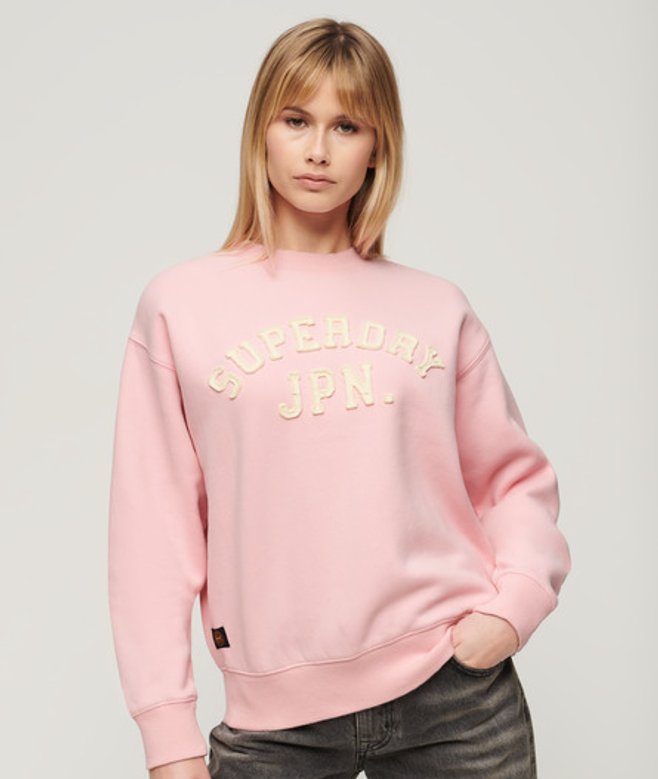 Athletic Sweatshirt met Appliqué en Losse Pasvorm Roze Grootte: 42 afbeelding