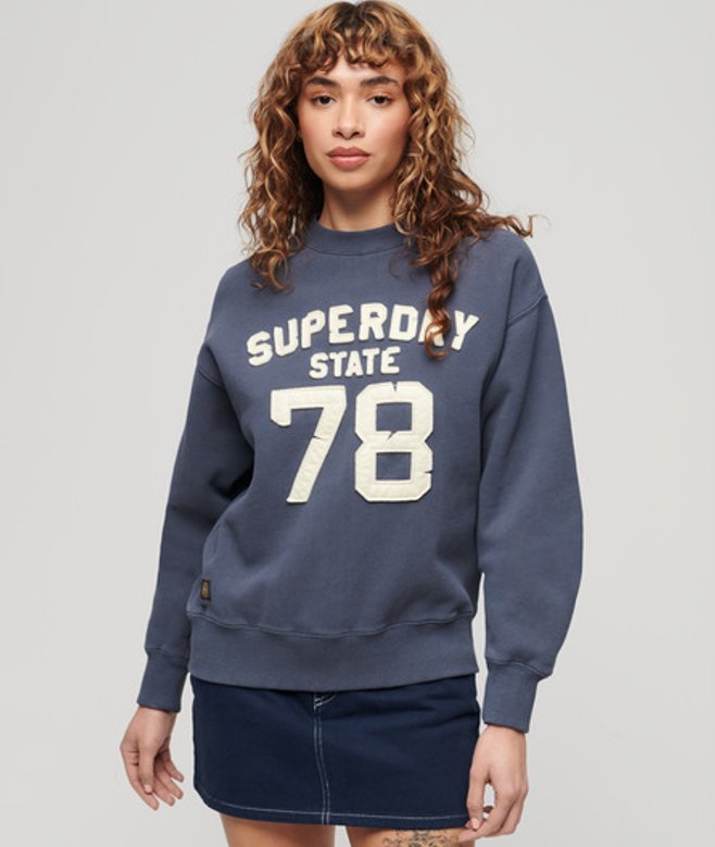 Athletic Sweatshirt met Appliqué en Losse Pasvorm Blauw Grootte: 44 afbeelding
