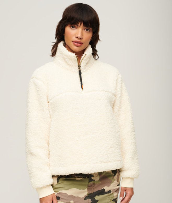 Superdry Superzachte Trui met Halve Rits Wit