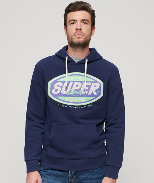 Superdry Gasoline Workwear Hoodie met Print Blauw