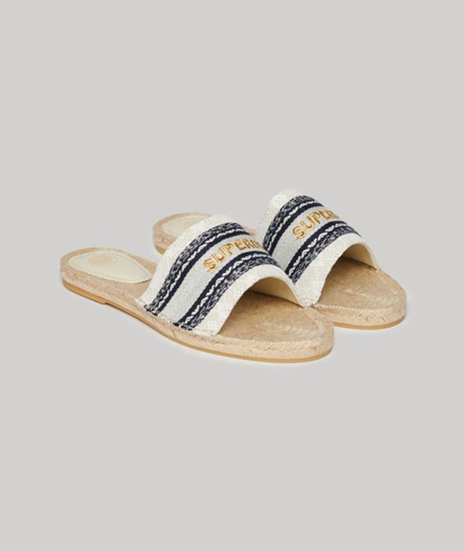 Canvas Espadrille Overlay Slippers Beige Grootte: 37 afbeelding