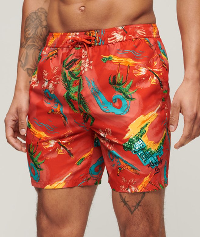 Gerecyclede Hawaïaanse Zwemshort - 43 cm Rood Grootte: L afbeelding