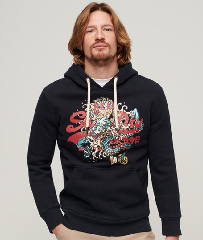Superdry Tokyo Vintage Logo Hoodie Blauw
