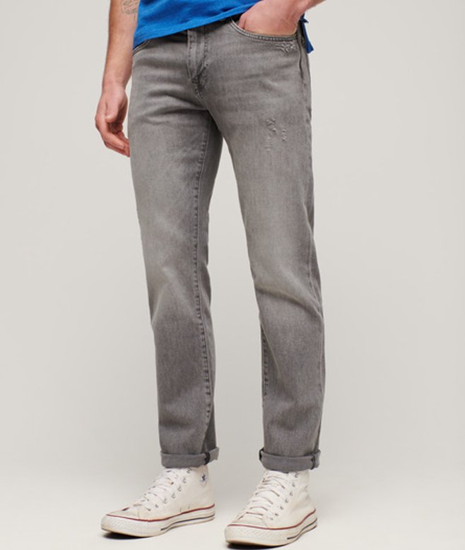 Vintage Slimfit Jeans van Biologisch Katoen met Rechte Pijpen Grijs Grootte: 32/32 afbeelding