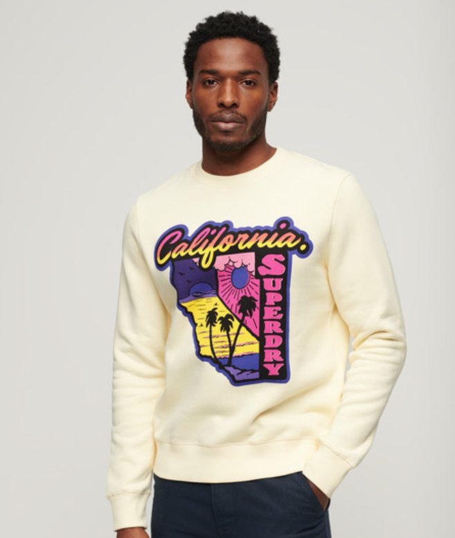 Superdry Neon Travel Sweatshirt met Losse Pasvorm Crème