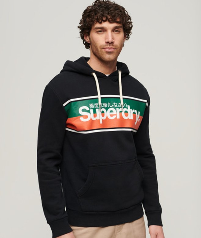 Herren Core Logo Hoodie mit Streifen - Größe: M - Superdry - Modalova