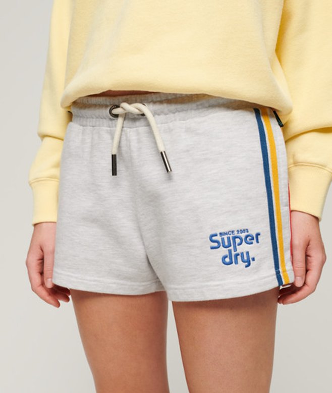 Superdry Women's Rainbow Side Stripe Logo Shorts Light Grey / Ice Grey Marl