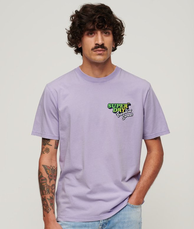 Neon Travel T-shirt met Losse Pasvorm Paars Grootte: L afbeelding