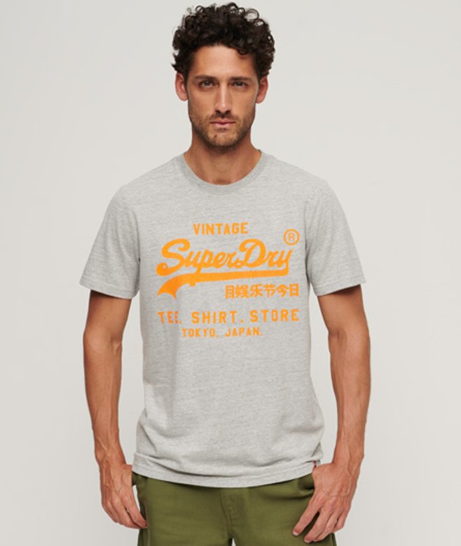 Neon Vintage Logo T-shirt Grijs Grootte: M