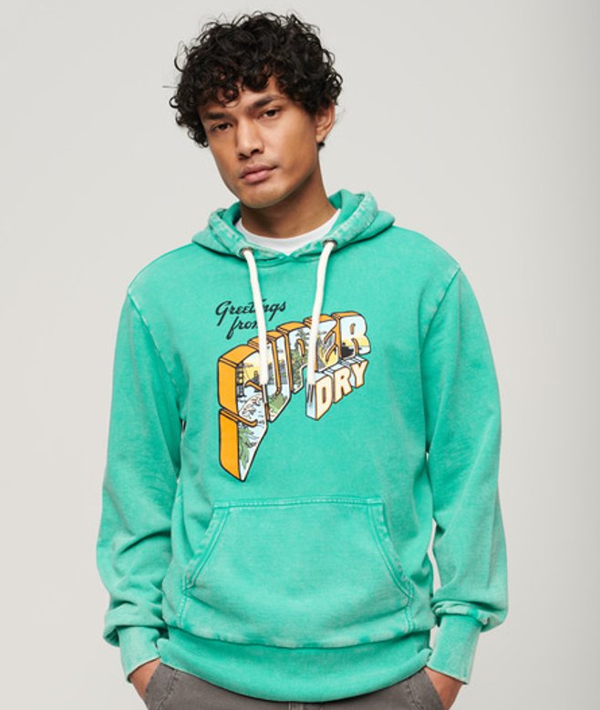 Superdry Neon Travel Hoodie met Losse Pasvorm Groen