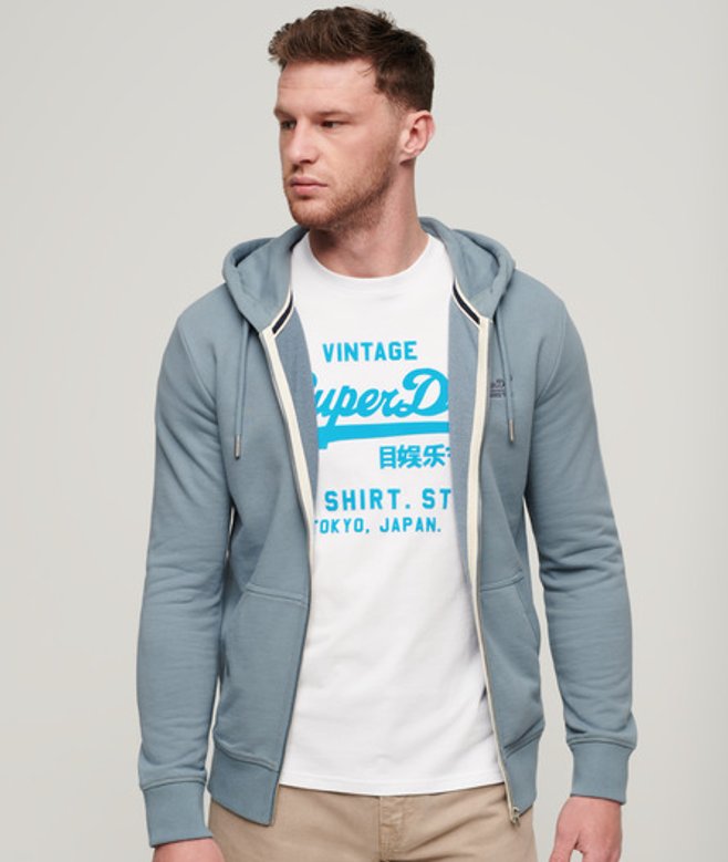 Superdry Essential Logo Hoodie met Rits Blauw