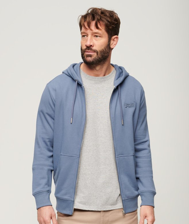 Superdry Essential Logo Hoodie met Rits Blauw