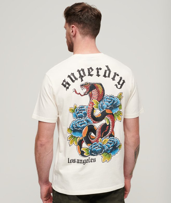 Tattoo T-shirt met Losse Pasvorm en Grafische Print Crème Grootte: M afbeelding