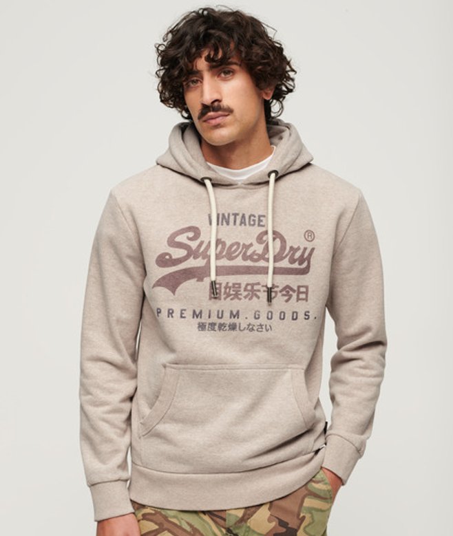 Superdry Klassieke Vintage Logo Heritage Hoodie Beige