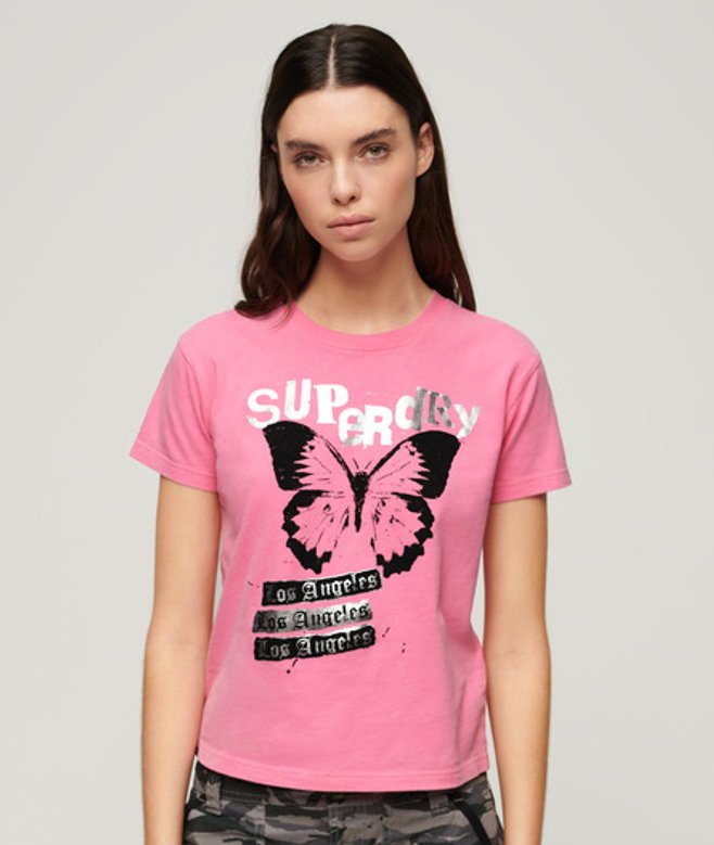 Lo-fi Rock T-shirt met Grafische Print Roze Grootte: 36 afbeelding